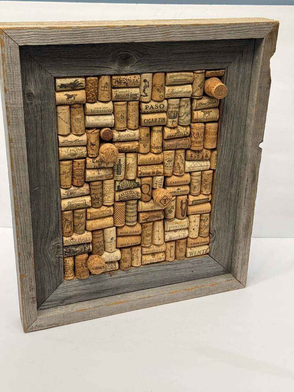 Handcrafted Wine Cork Board in Reclaimed Wood Frame